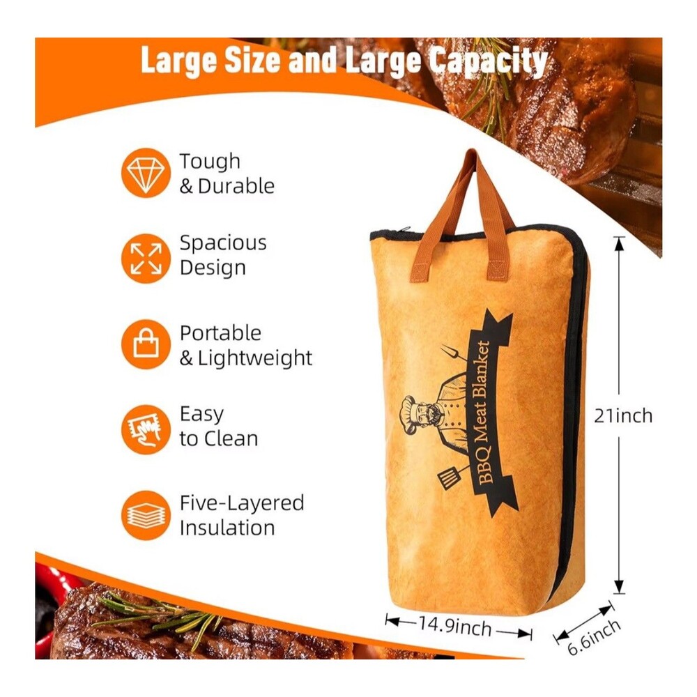 21In BBQ Blanket for Resting Meat-Smoking Meat Insulated Bag for Brisket/Beef/Po - Picture 4 of 5
